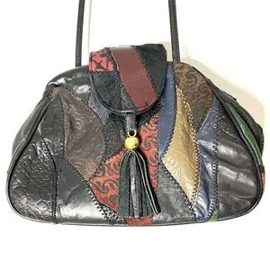 Vintage Patchwork Crossbody Purse Solids & Pattern Pieces Snap With Flap Closure